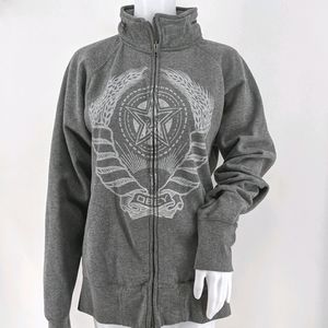 Obey Star Graphic Zip Hoodie Packable Hood M